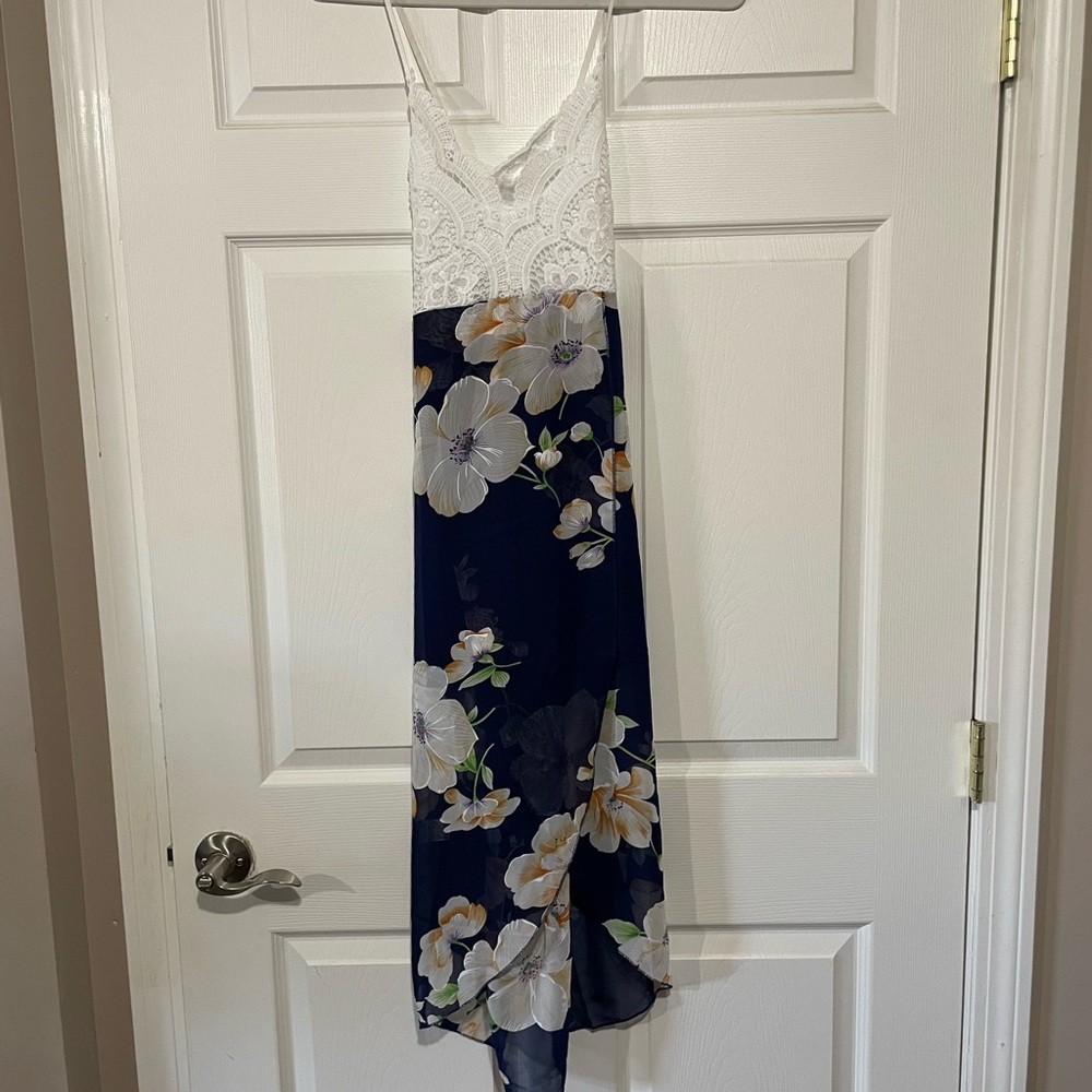 NWOT Floral Maxi Dress with Lace Top